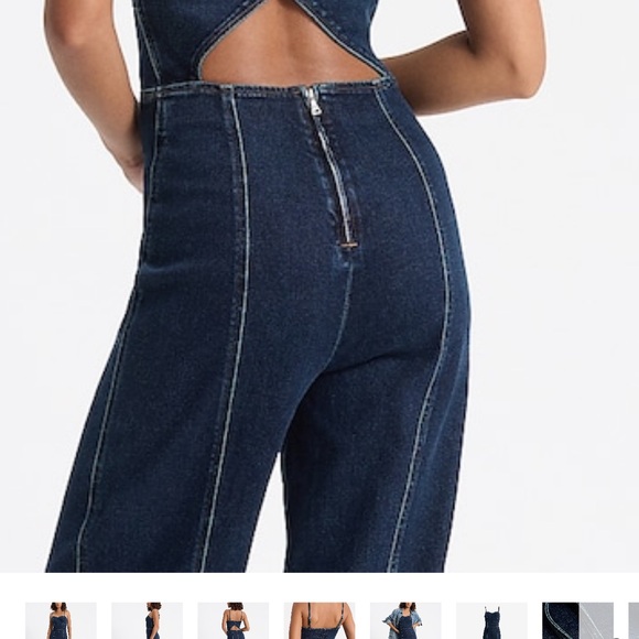 Dark Blue Denim Jumpsuit - Picture 9 of 9